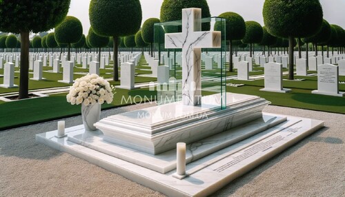 Памятники Кресты из мрамора MKR00097 фото